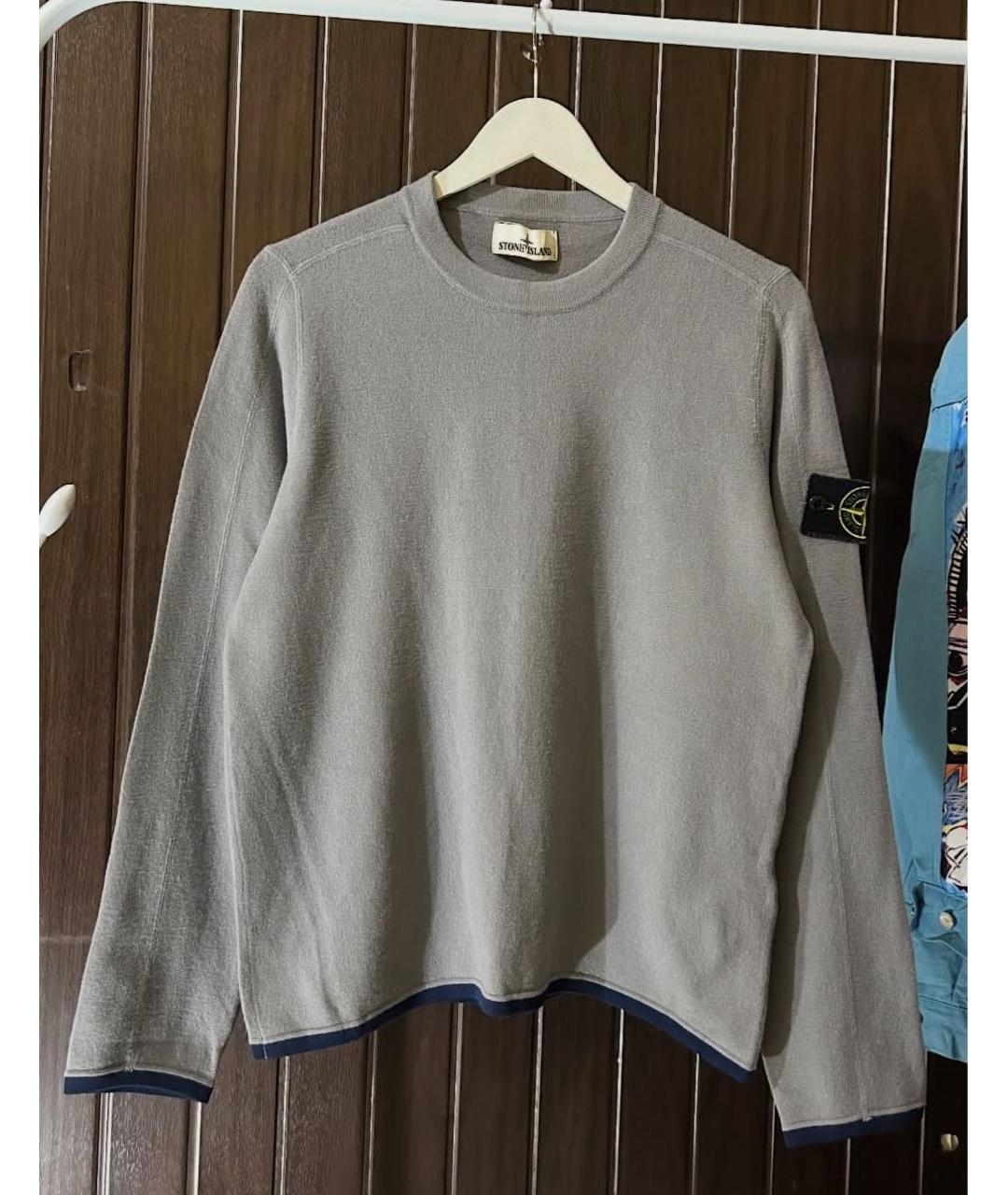 STONE ISLAND Серый хлопковый джемпер / свитер, фото 6