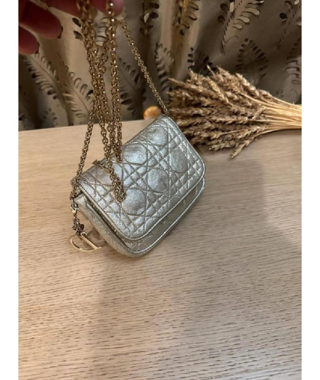 CHRISTIAN DIOR Серебряная кожаная сумка через плечо, фото 2