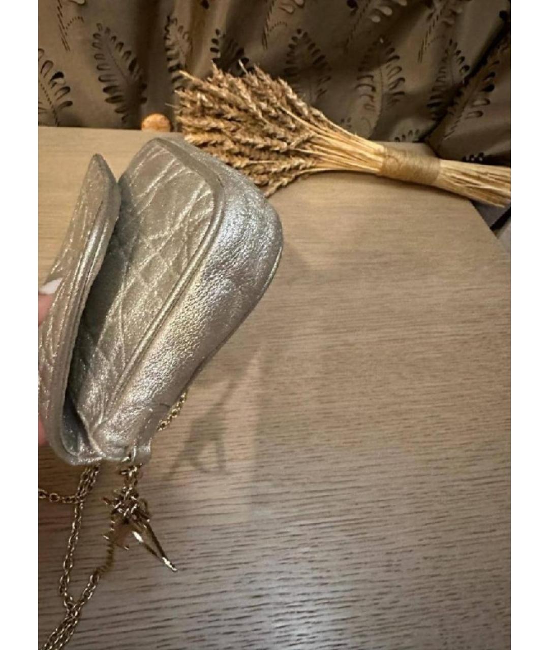 CHRISTIAN DIOR Серебряная кожаная сумка через плечо, фото 7