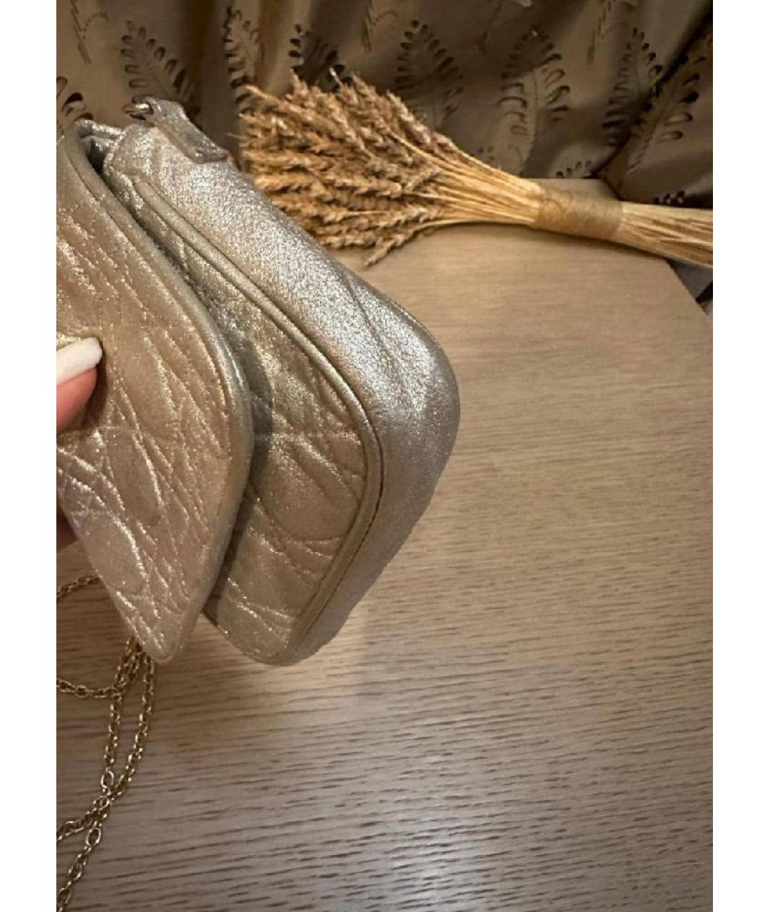 CHRISTIAN DIOR Серебряная кожаная сумка через плечо, фото 6