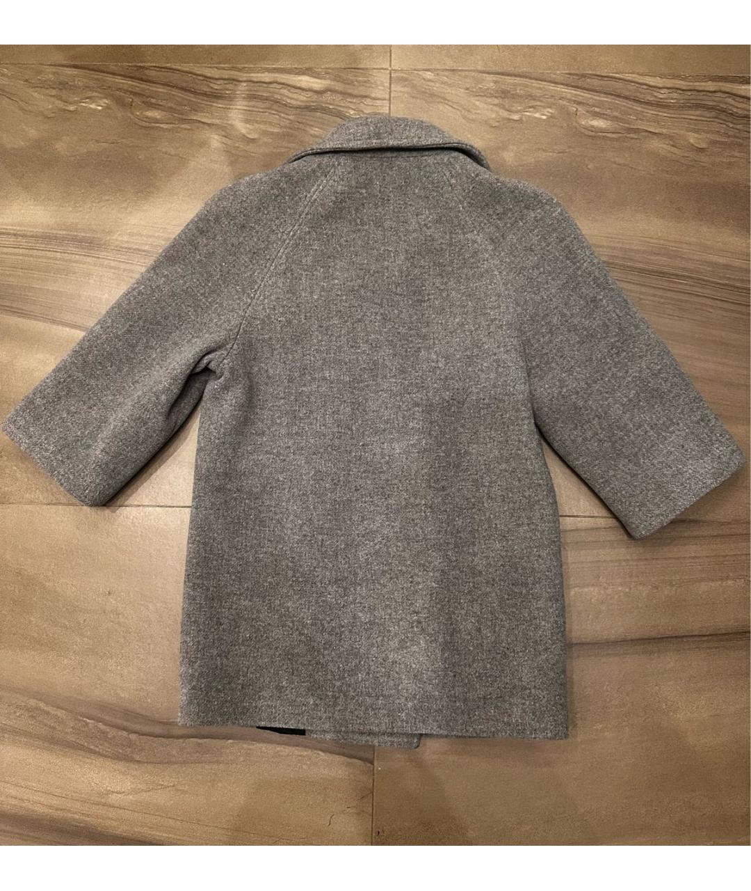 ELISABETTA FRANCHI Серое шерстяное пальто, фото 2