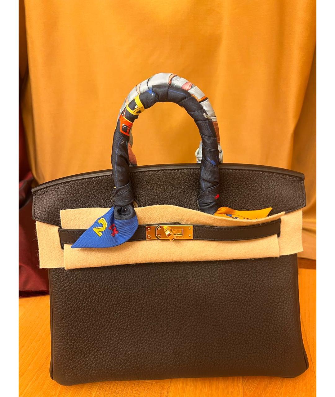 HERMES Черная кожаная сумка с короткими ручками, фото 3