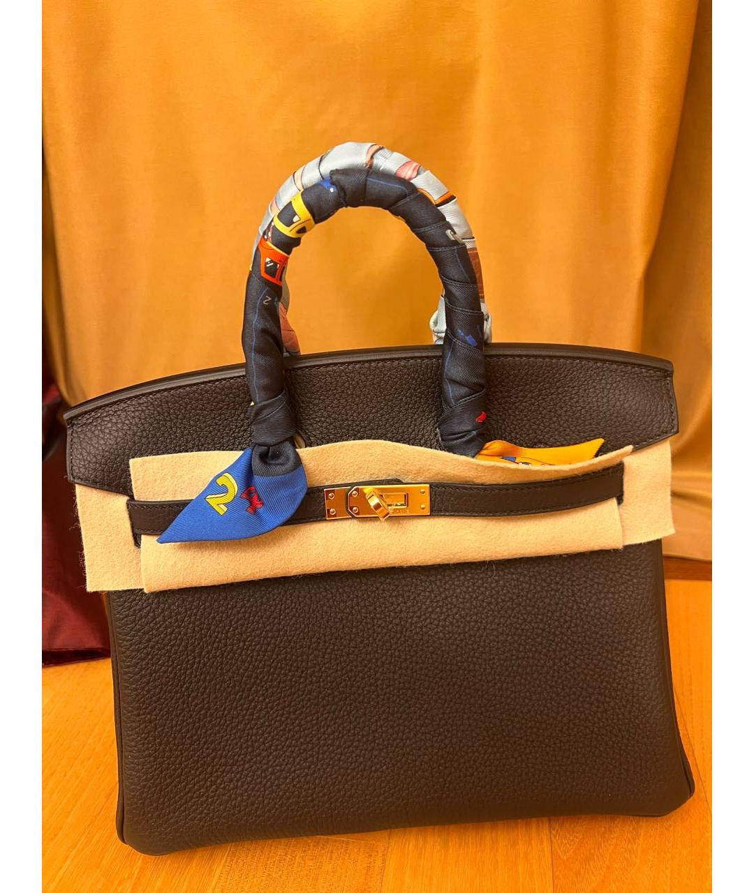 HERMES Черная кожаная сумка с короткими ручками, фото 2