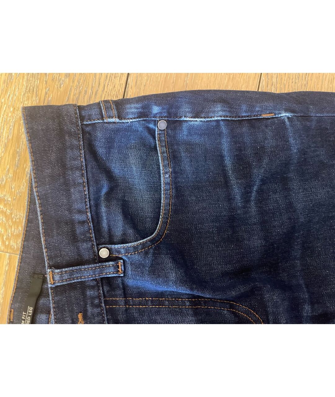 ZZEGNA Темно-синие хлопковые прямые джинсы, фото 4