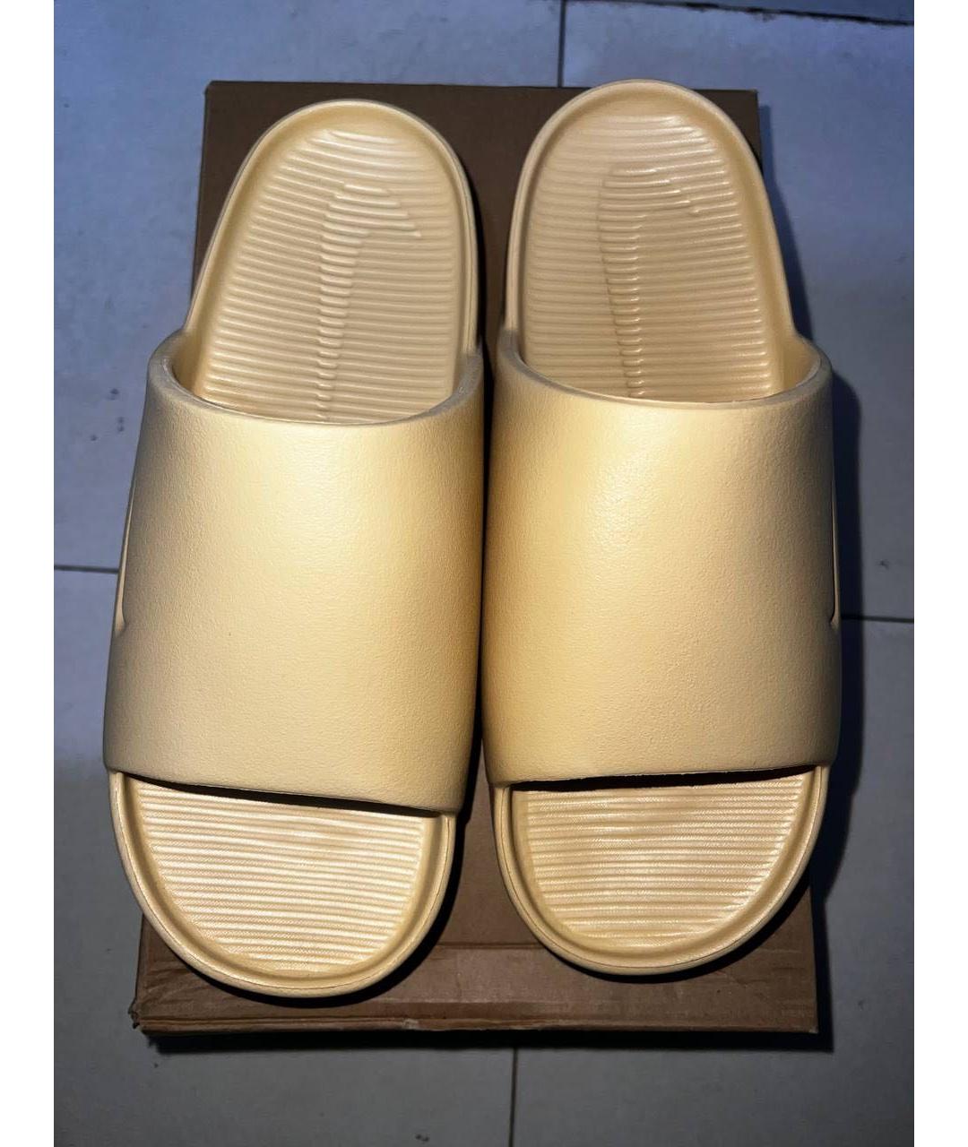 NIKE Бежевые резиновые шлепанцы, фото 3