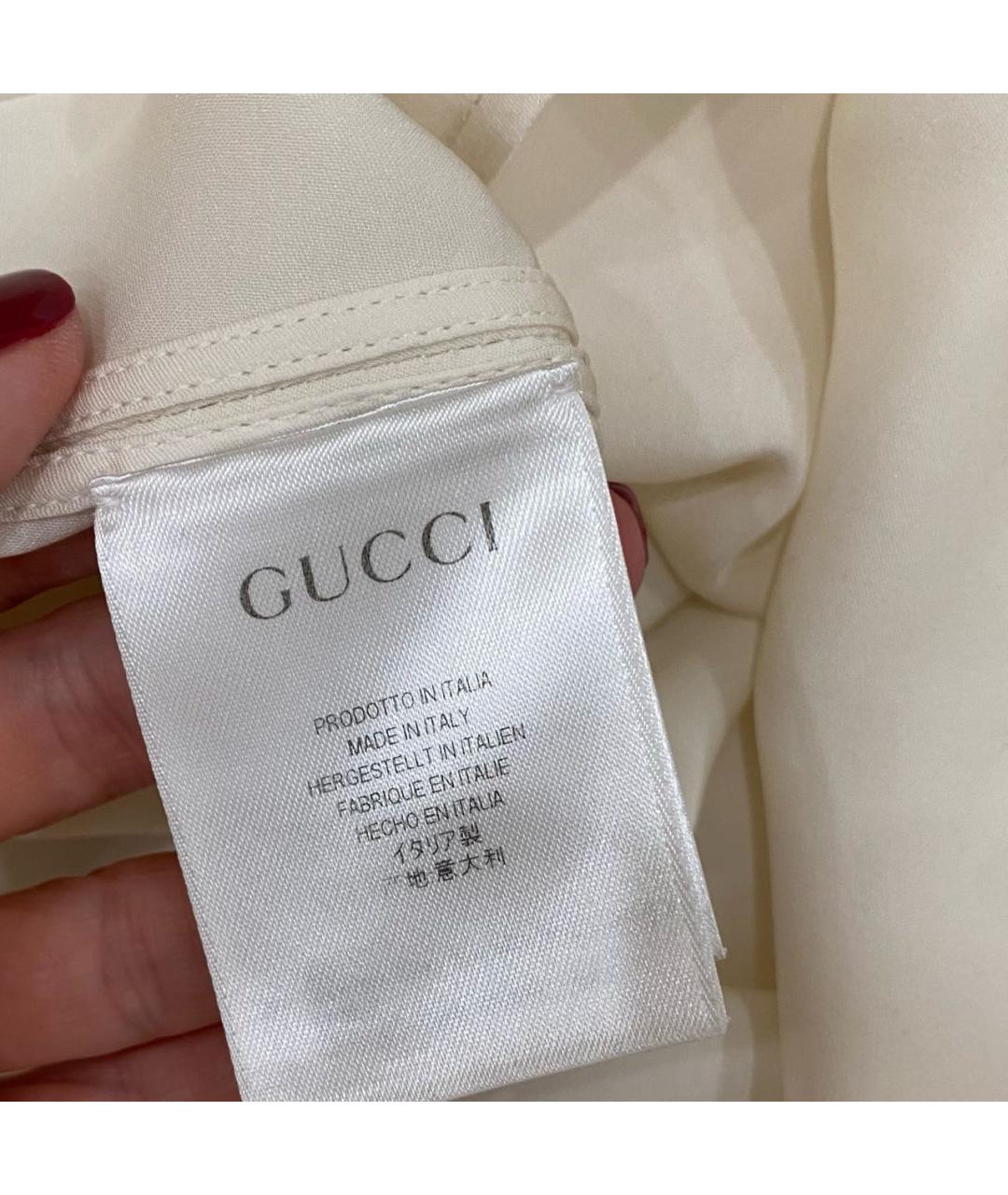 GUCCI Белая шелковая блузы, фото 5