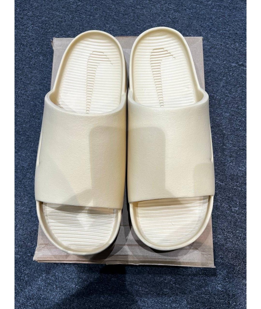 NIKE Белые резиновые шлепанцы, фото 2