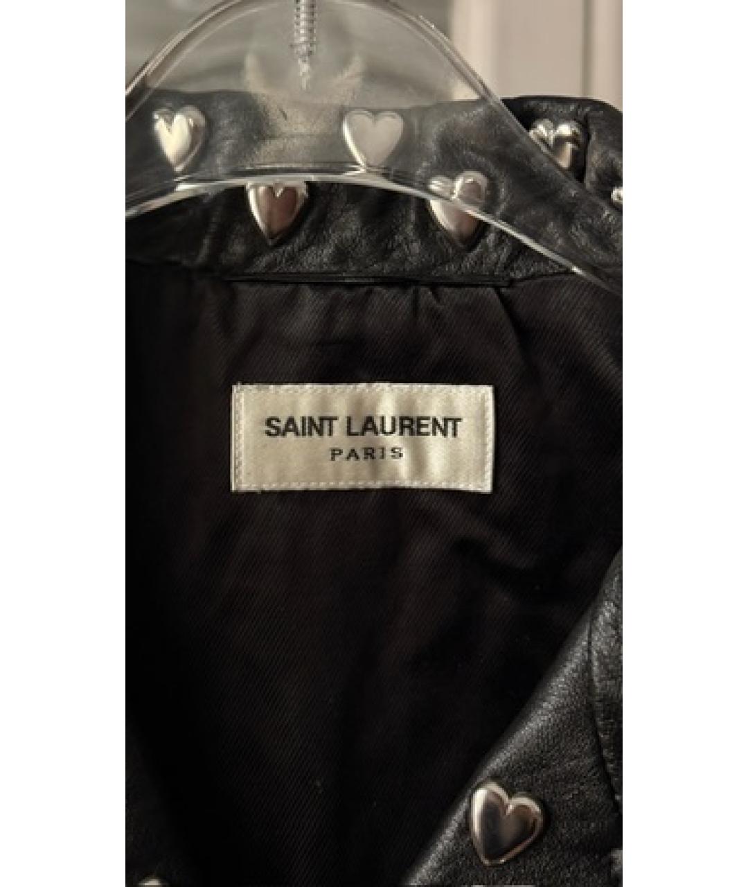 SAINT LAURENT Черный кожаный жакет/пиджак, фото 3