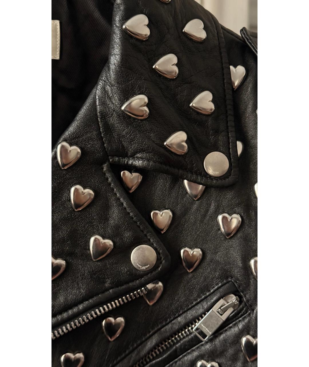 SAINT LAURENT Черный кожаный жакет/пиджак, фото 5