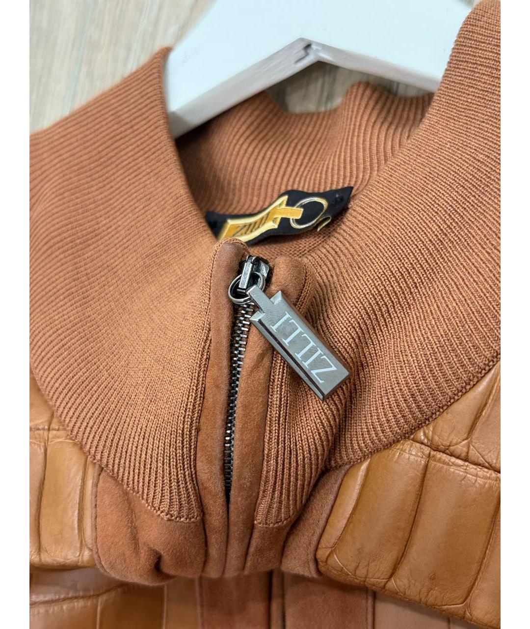 ZILLI Коричневый кардиган из экзотической кожи, фото 7