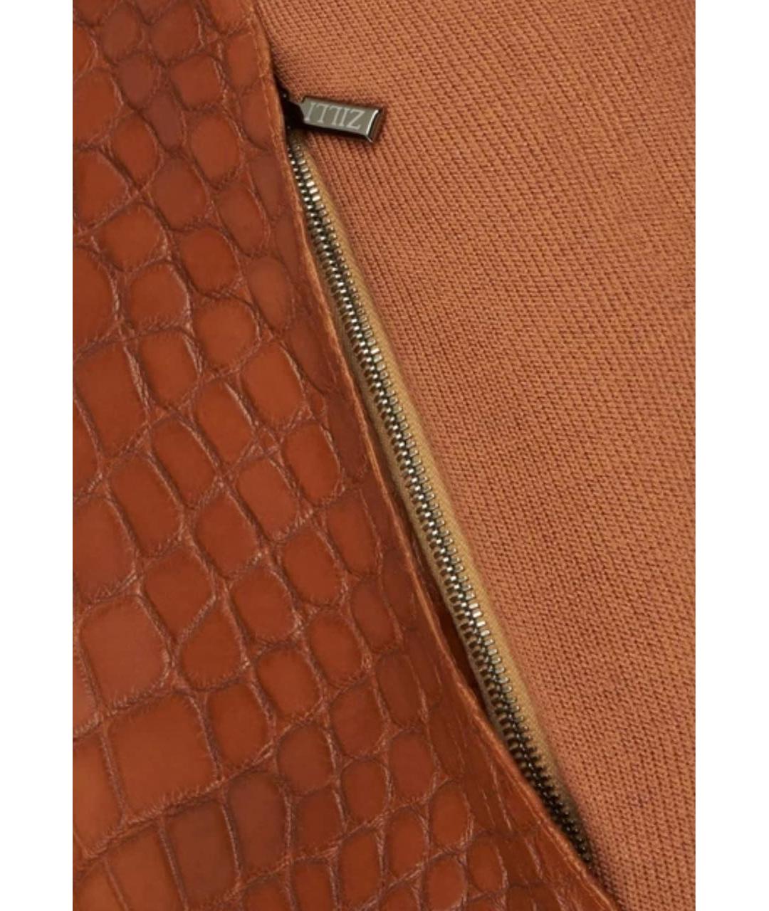 ZILLI Коричневый кардиган из экзотической кожи, фото 6