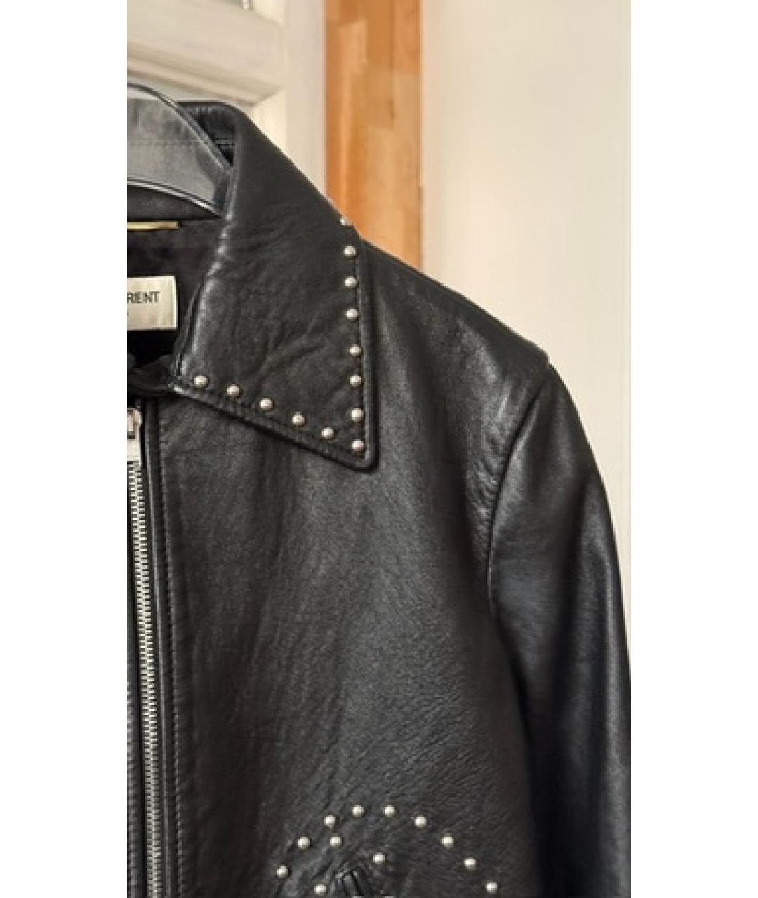 SAINT LAURENT Черный кожаный жакет/пиджак, фото 4