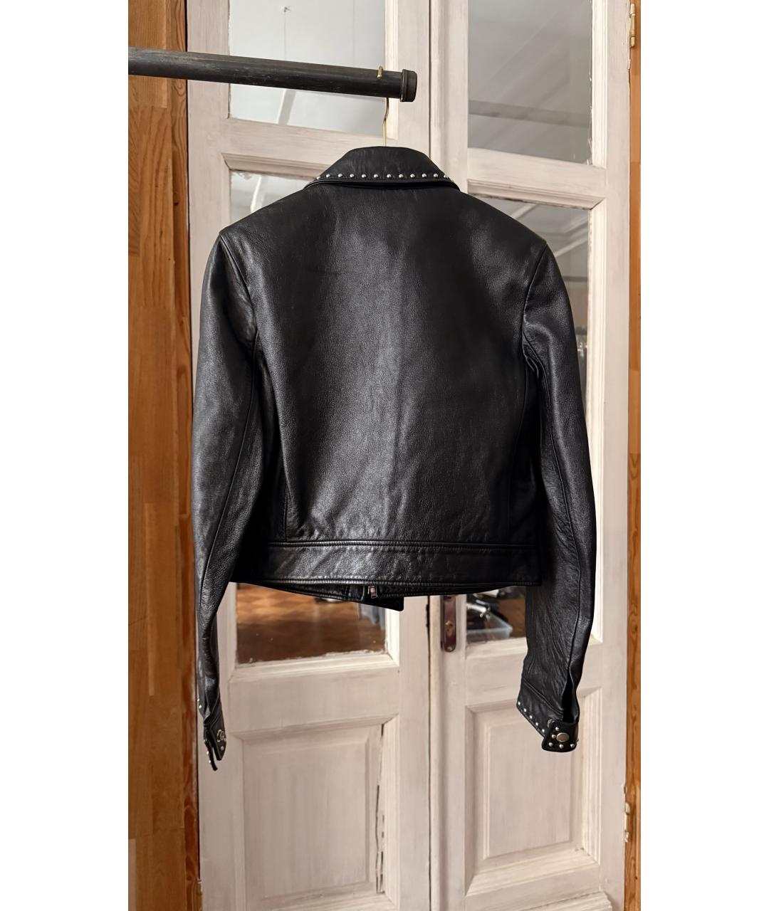 SAINT LAURENT Черный кожаный жакет/пиджак, фото 2