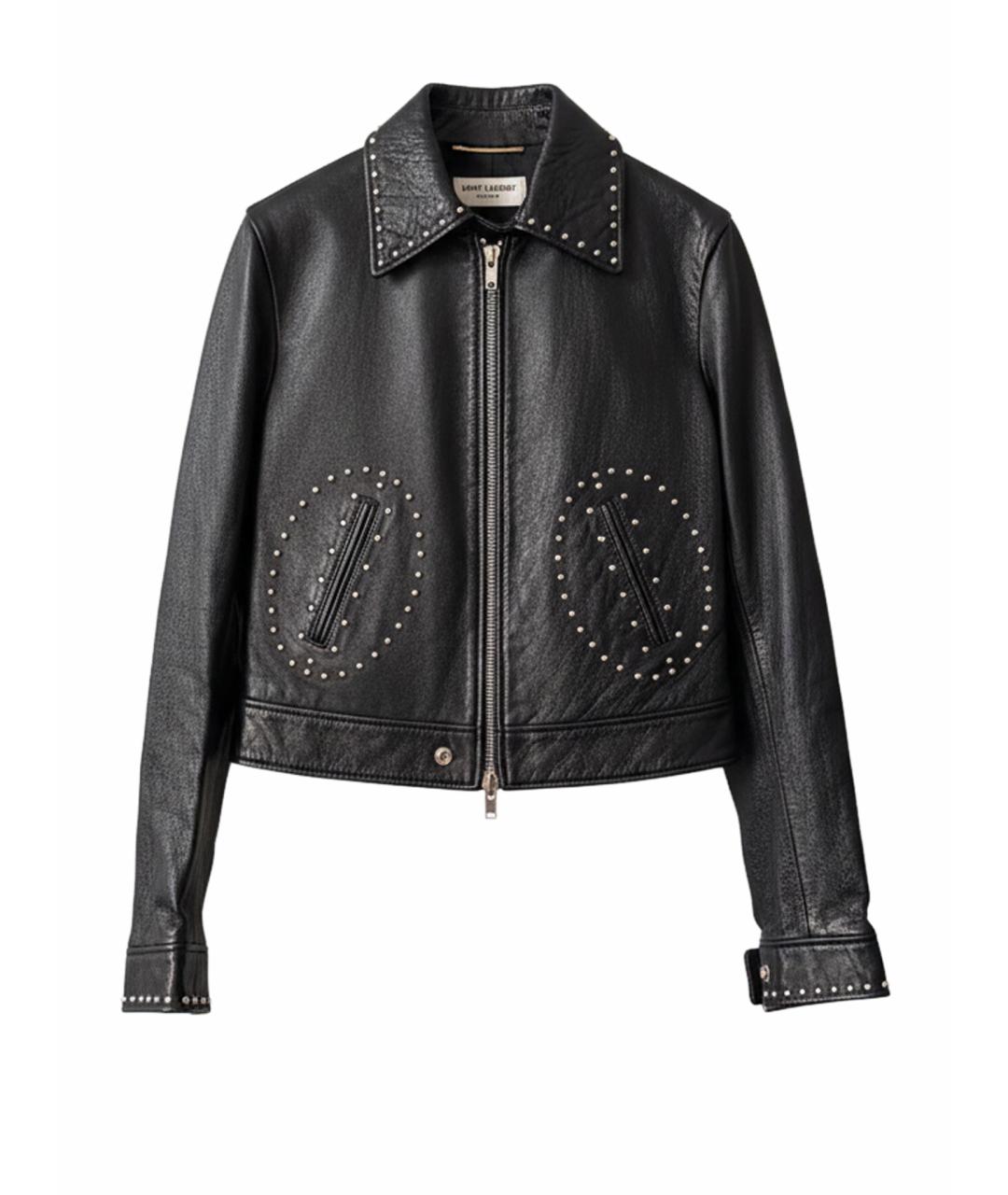 SAINT LAURENT Черный кожаный жакет/пиджак, фото 1