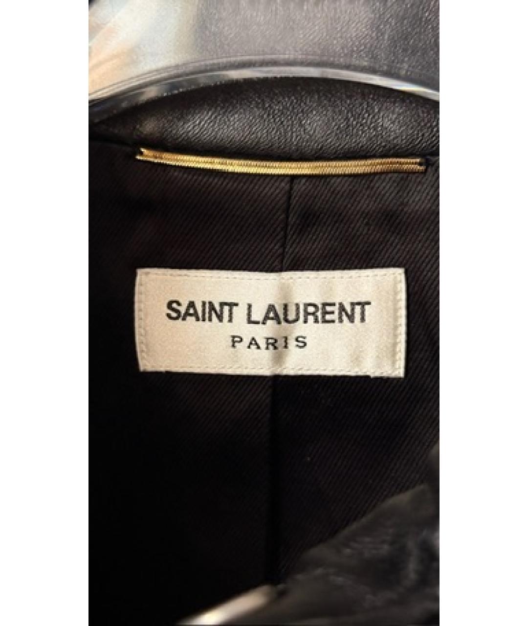 SAINT LAURENT Черный кожаный жакет/пиджак, фото 3