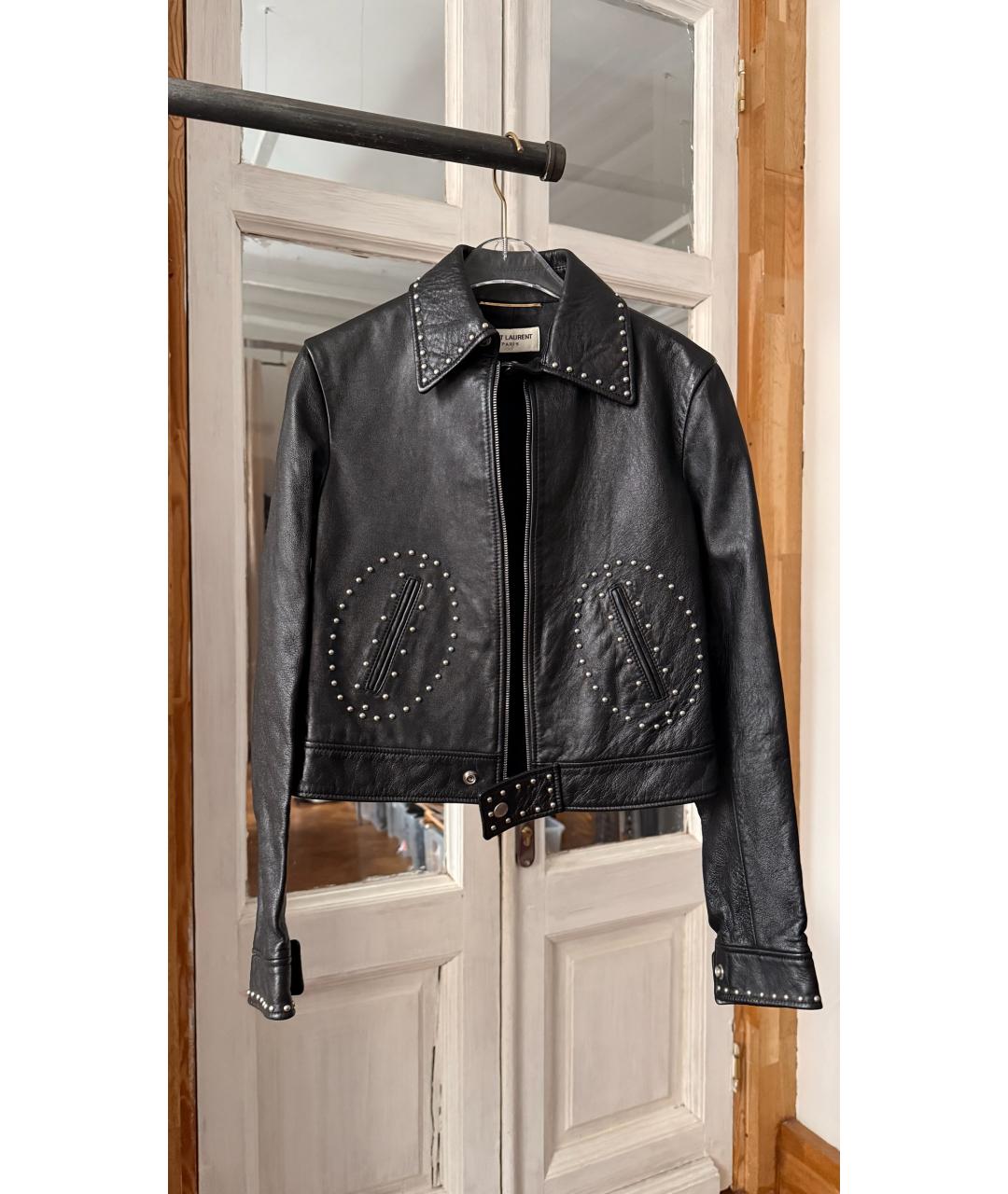 SAINT LAURENT Черный кожаный жакет/пиджак, фото 6