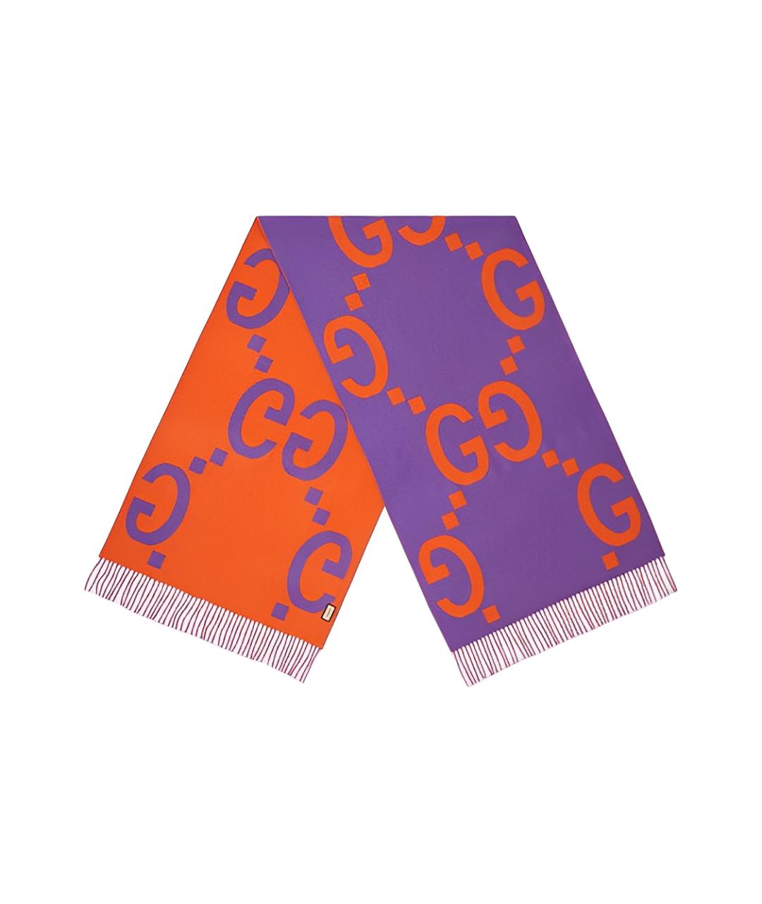 GUCCI Фиолетовый шерстяной шарф, фото 3