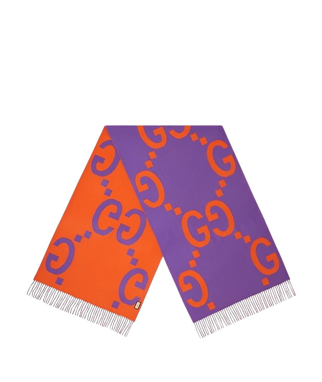 GUCCI Фиолетовый шерстяной шарф, фото 1