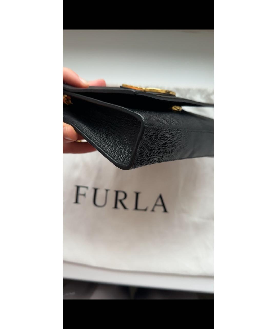 FURLA Черная кожаная сумка через плечо, фото 8