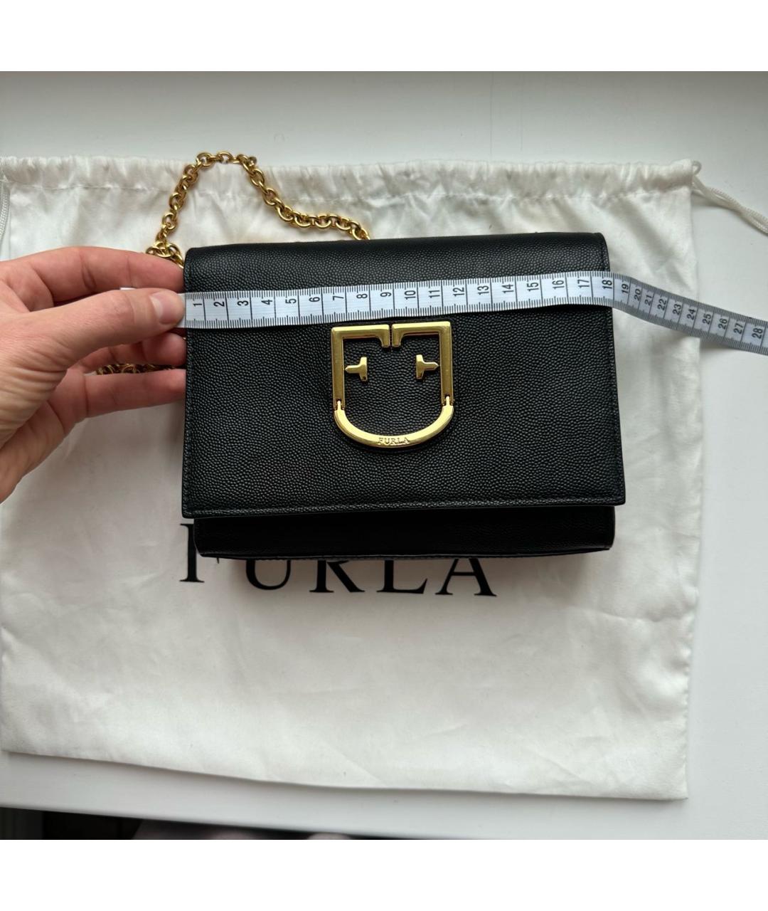 FURLA Черная кожаная сумка через плечо, фото 2