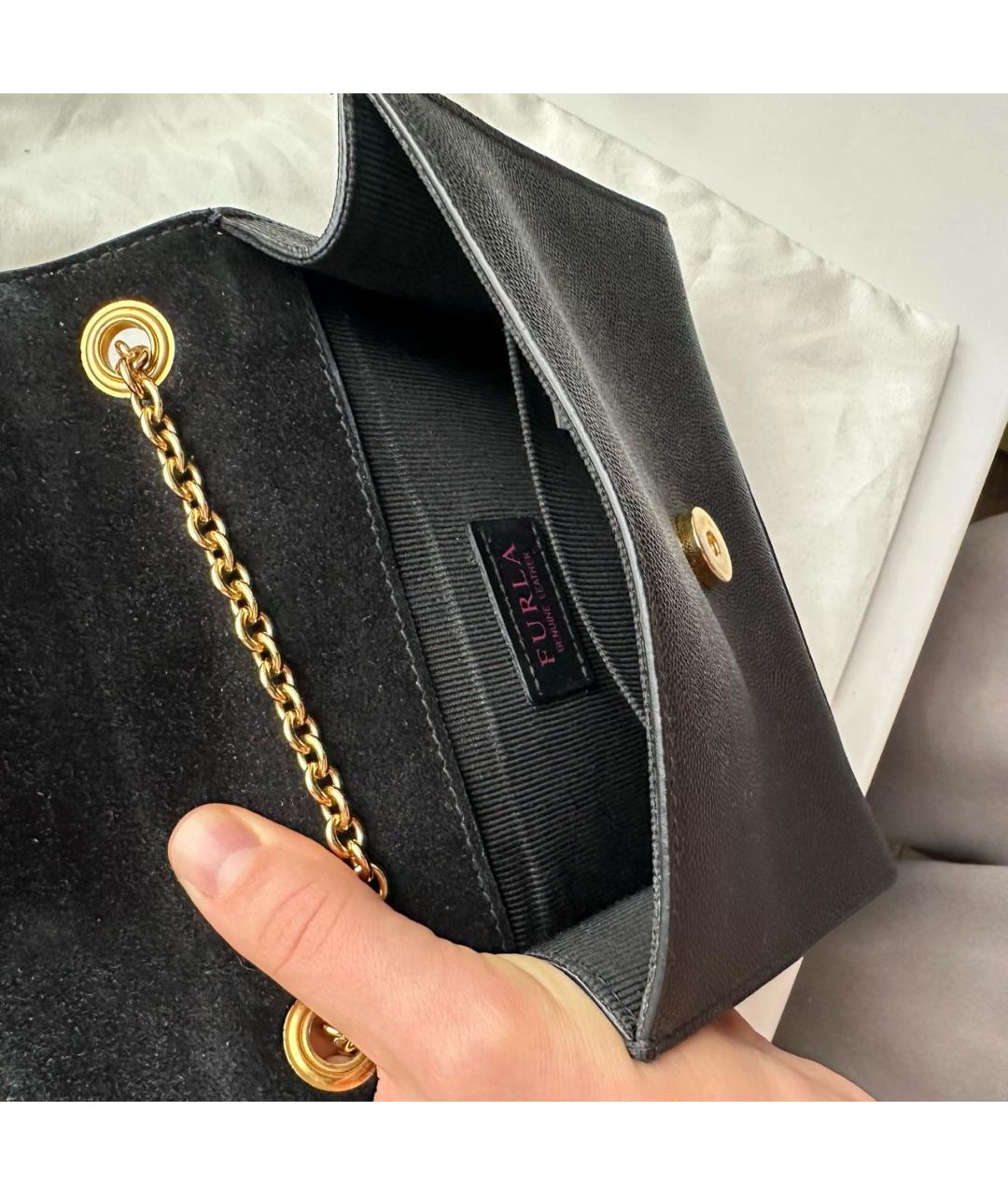 FURLA Черная кожаная сумка через плечо, фото 7