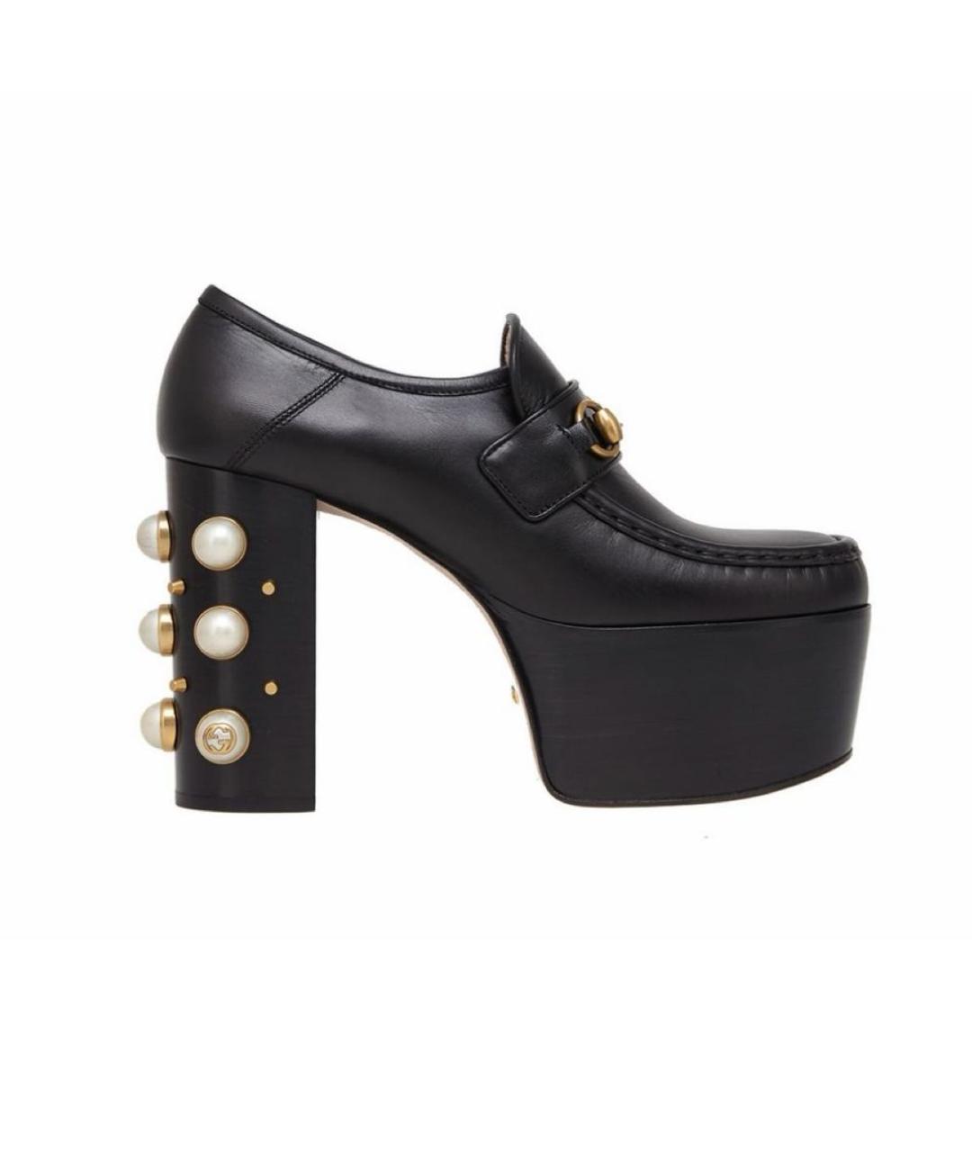 GUCCI Черные кожаные туфли, фото 1