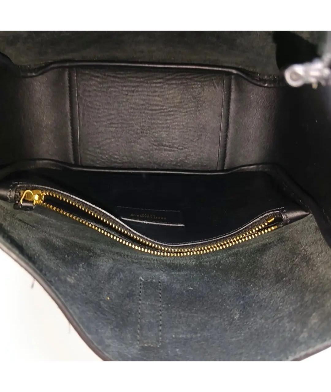 SAINT LAURENT Черная кожаная сумка через плечо, фото 4