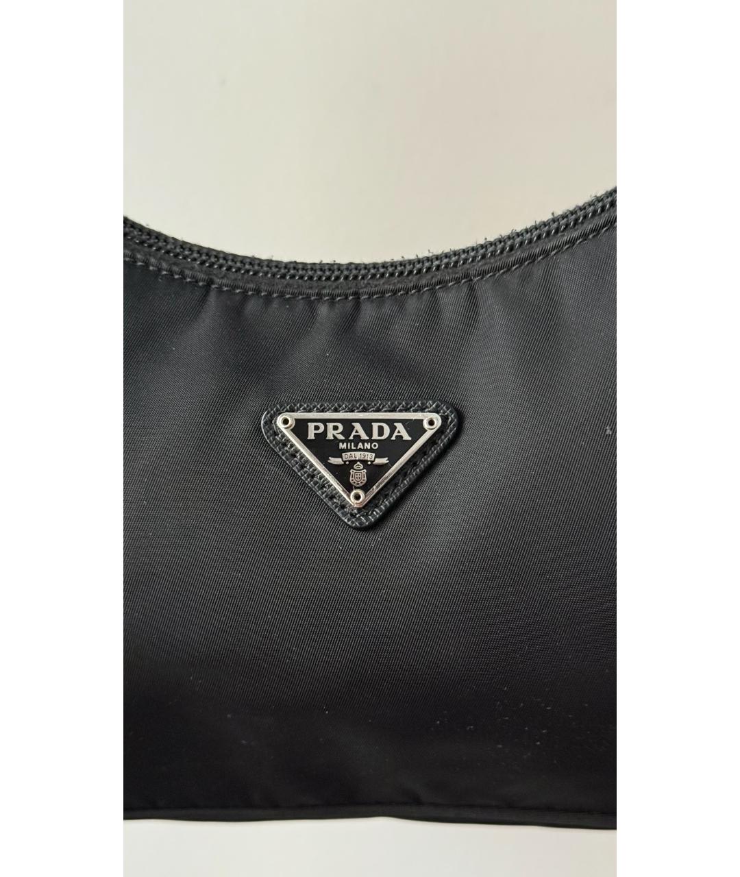 PRADA Черная тканевая сумка с короткими ручками, фото 5