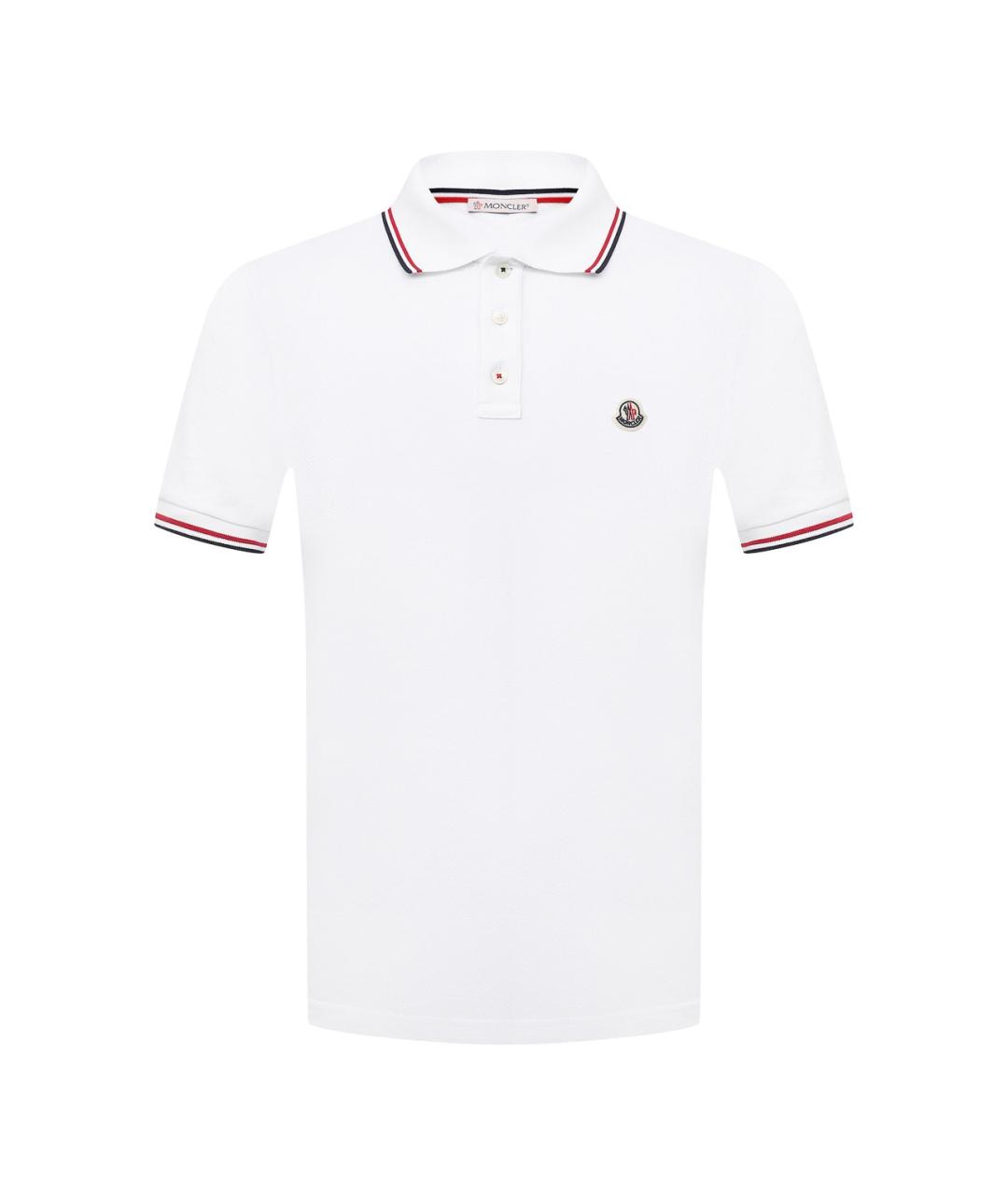 MONCLER Белое хлопковое поло с коротким рукавом, фото 1