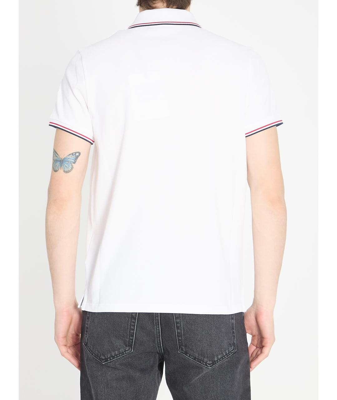 MONCLER Белое хлопковое поло с коротким рукавом, фото 4