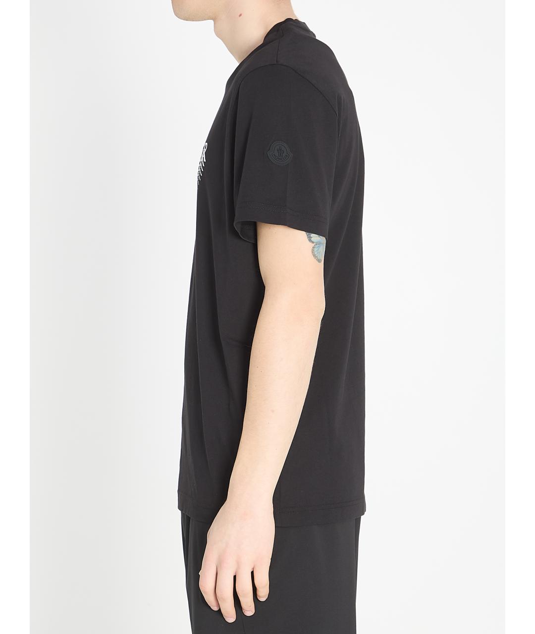 MONCLER Черная хлопковая футболка, фото 3