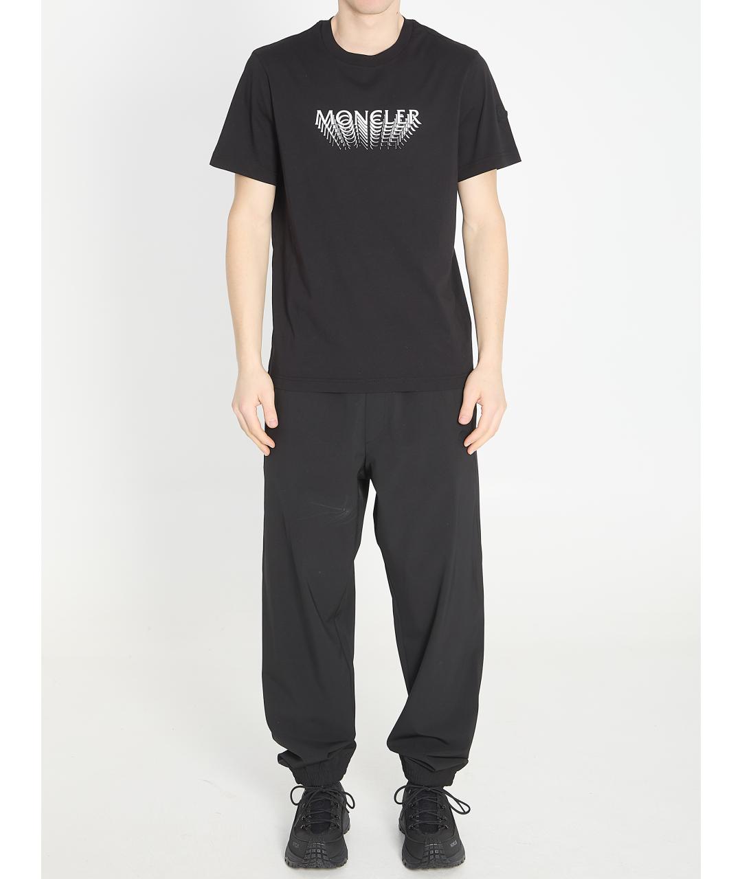 MONCLER Черная хлопковая футболка, фото 5