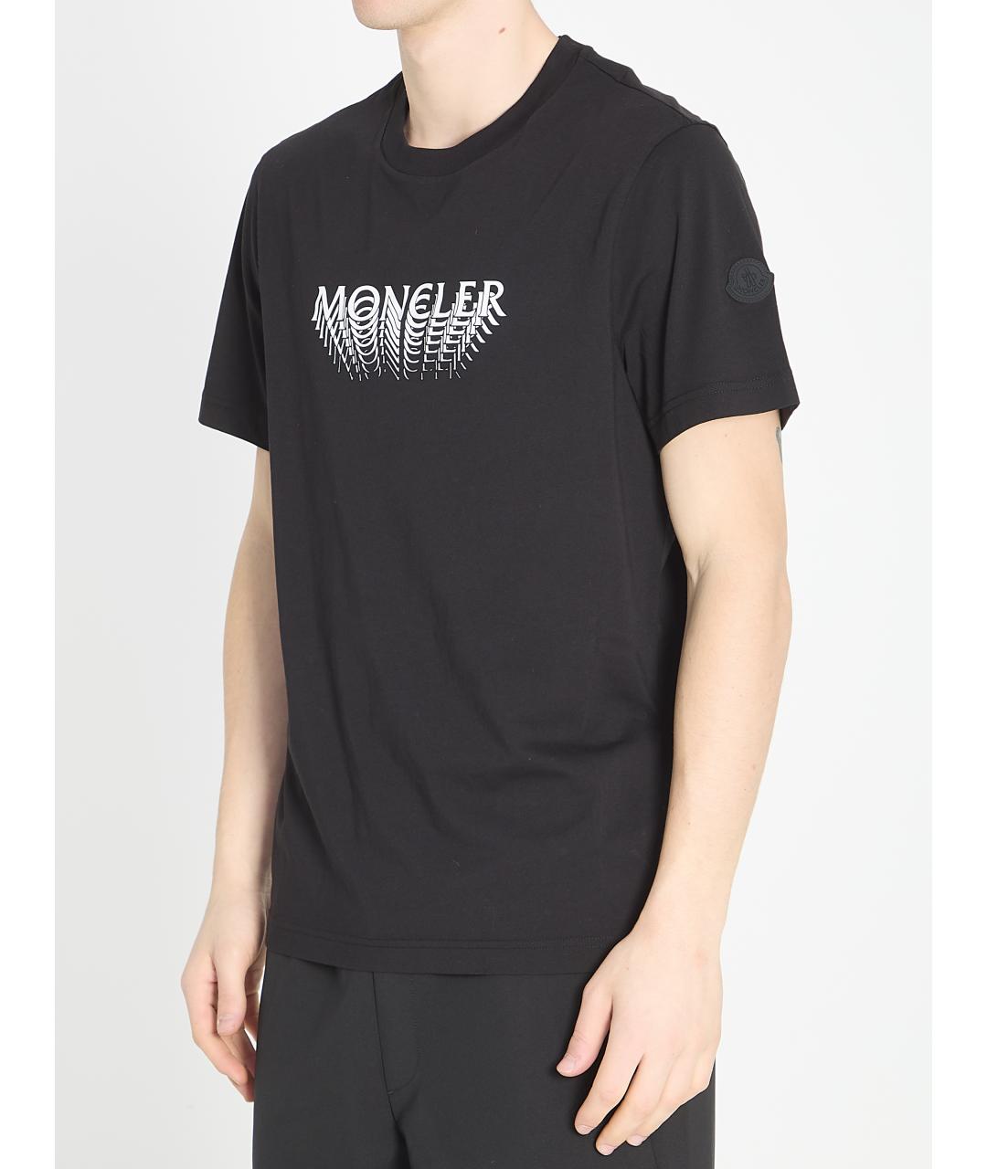MONCLER Черная хлопковая футболка, фото 2