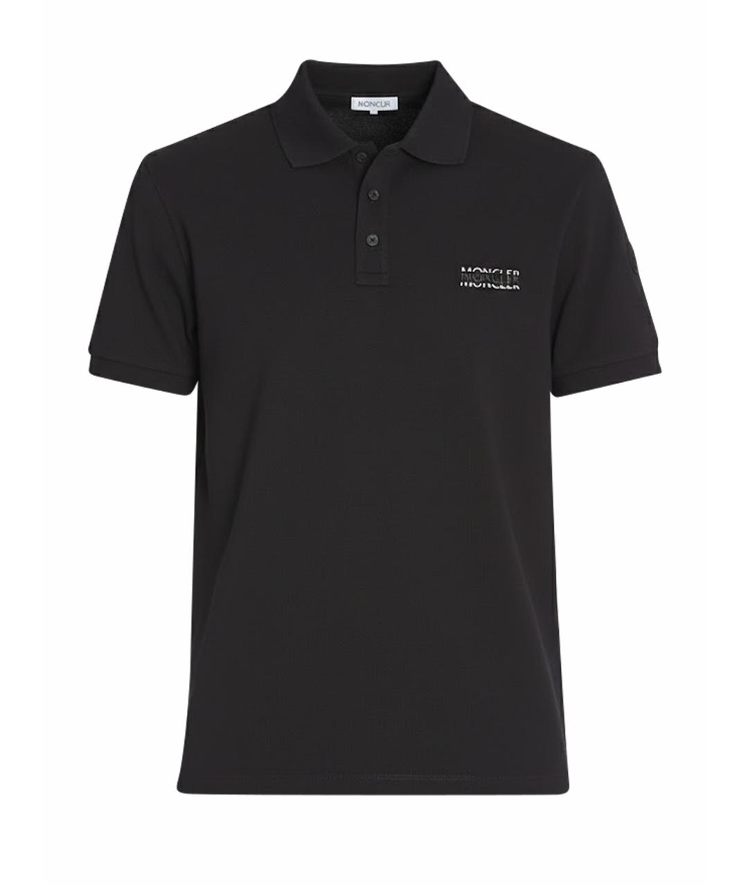 MONCLER Черное хлопковое поло с коротким рукавом, фото 1