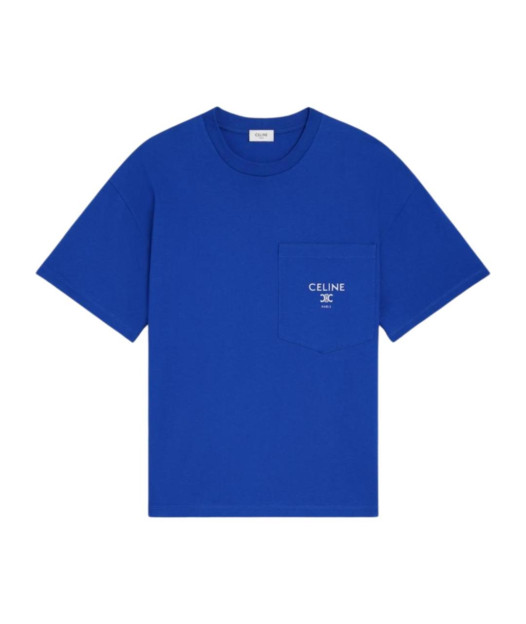 CELINE Синяя хлопковая футболка, фото 1
