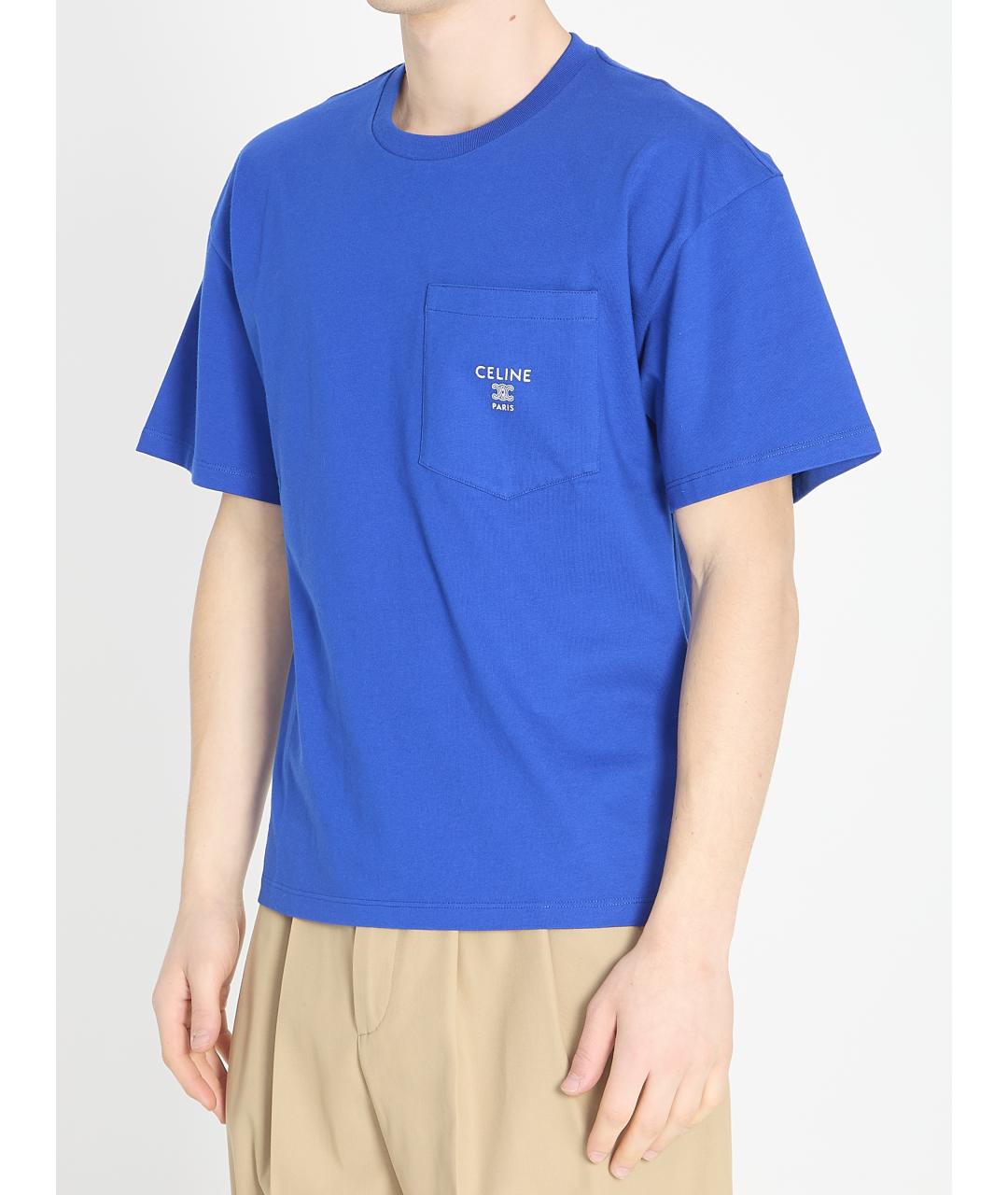CELINE Синяя хлопковая футболка, фото 3