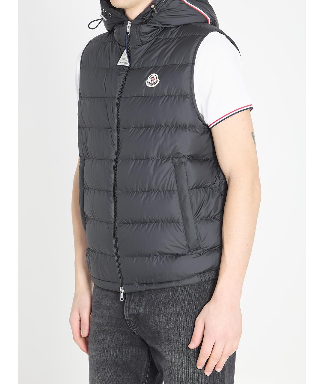 MONCLER Черный полиэстеровый жилет, фото 2