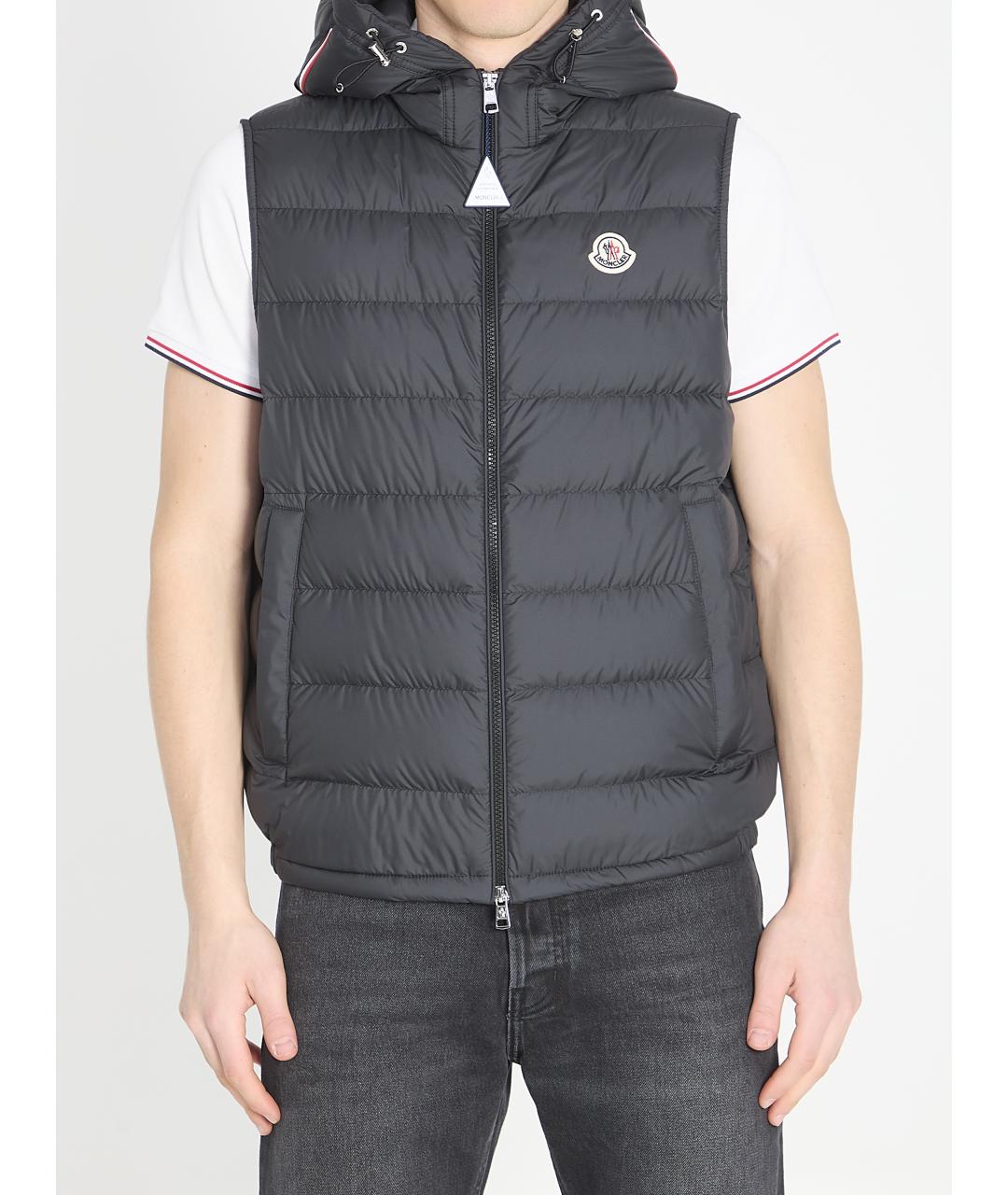 MONCLER Черный полиэстеровый жилет, фото 5