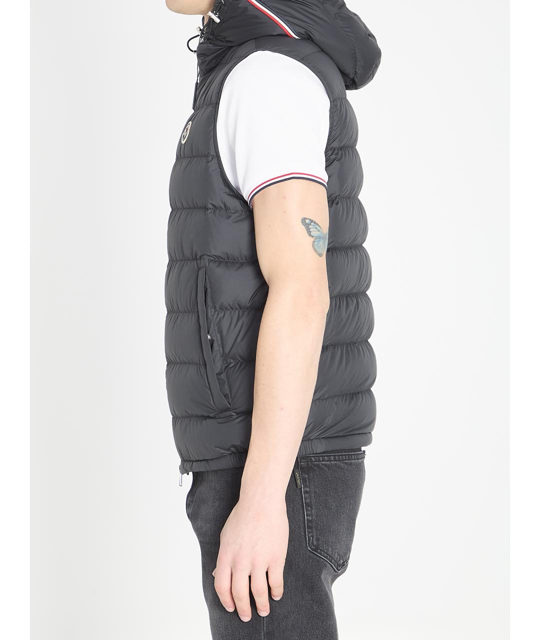 MONCLER Черный полиэстеровый жилет, фото 3