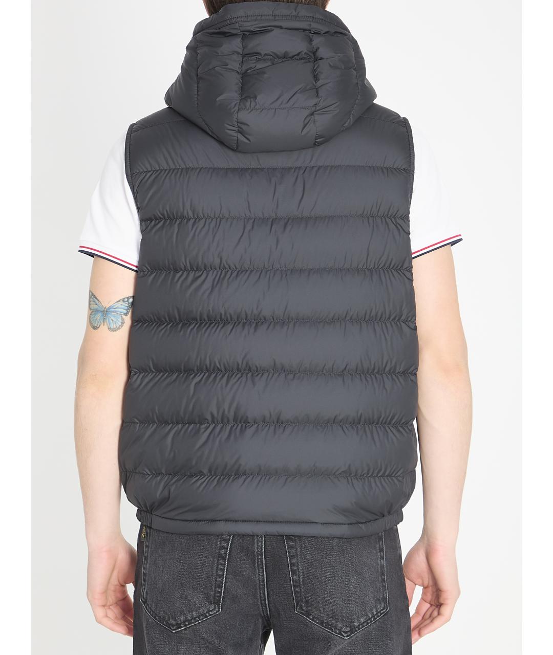 MONCLER Черный полиэстеровый жилет, фото 4