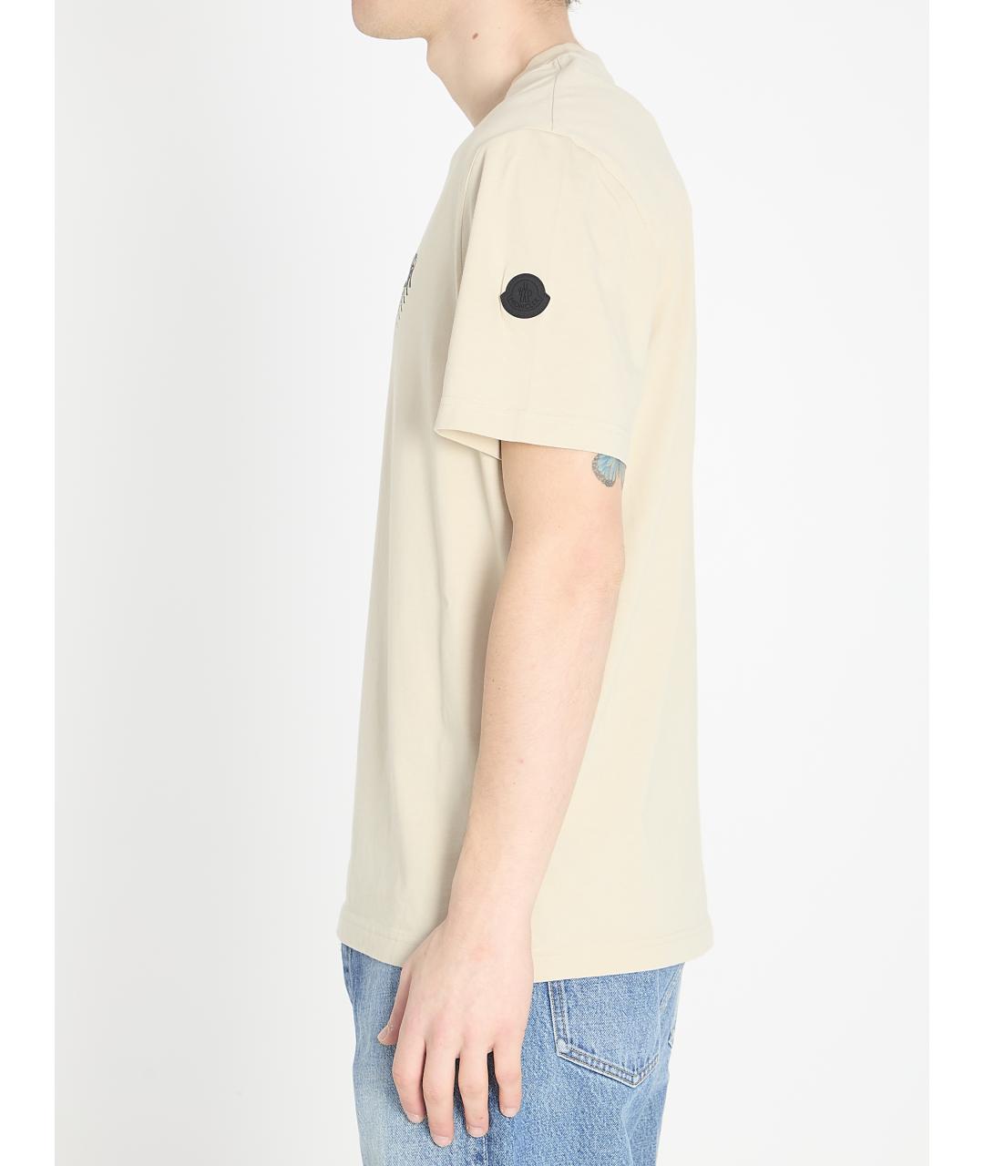 MONCLER Бежевая хлопковая футболка, фото 3