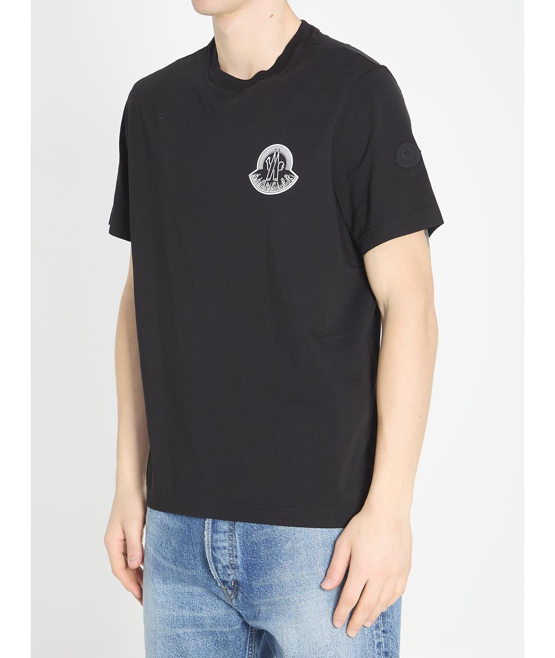 MONCLER Черная хлопковая футболка, фото 2