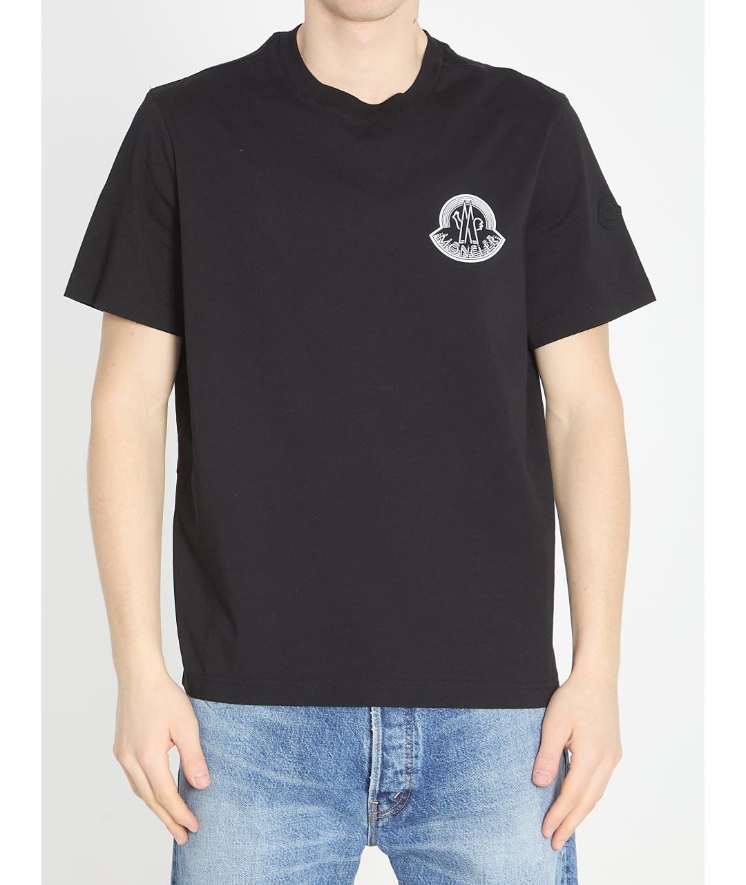 MONCLER Черная хлопковая футболка, фото 5
