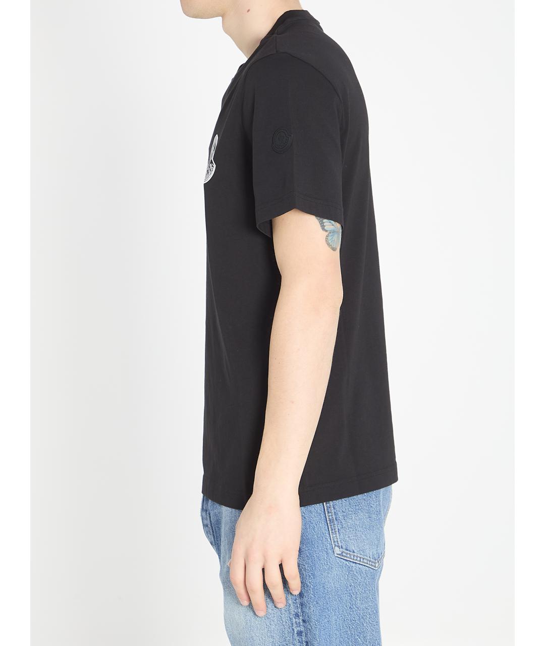 MONCLER Черная хлопковая футболка, фото 3
