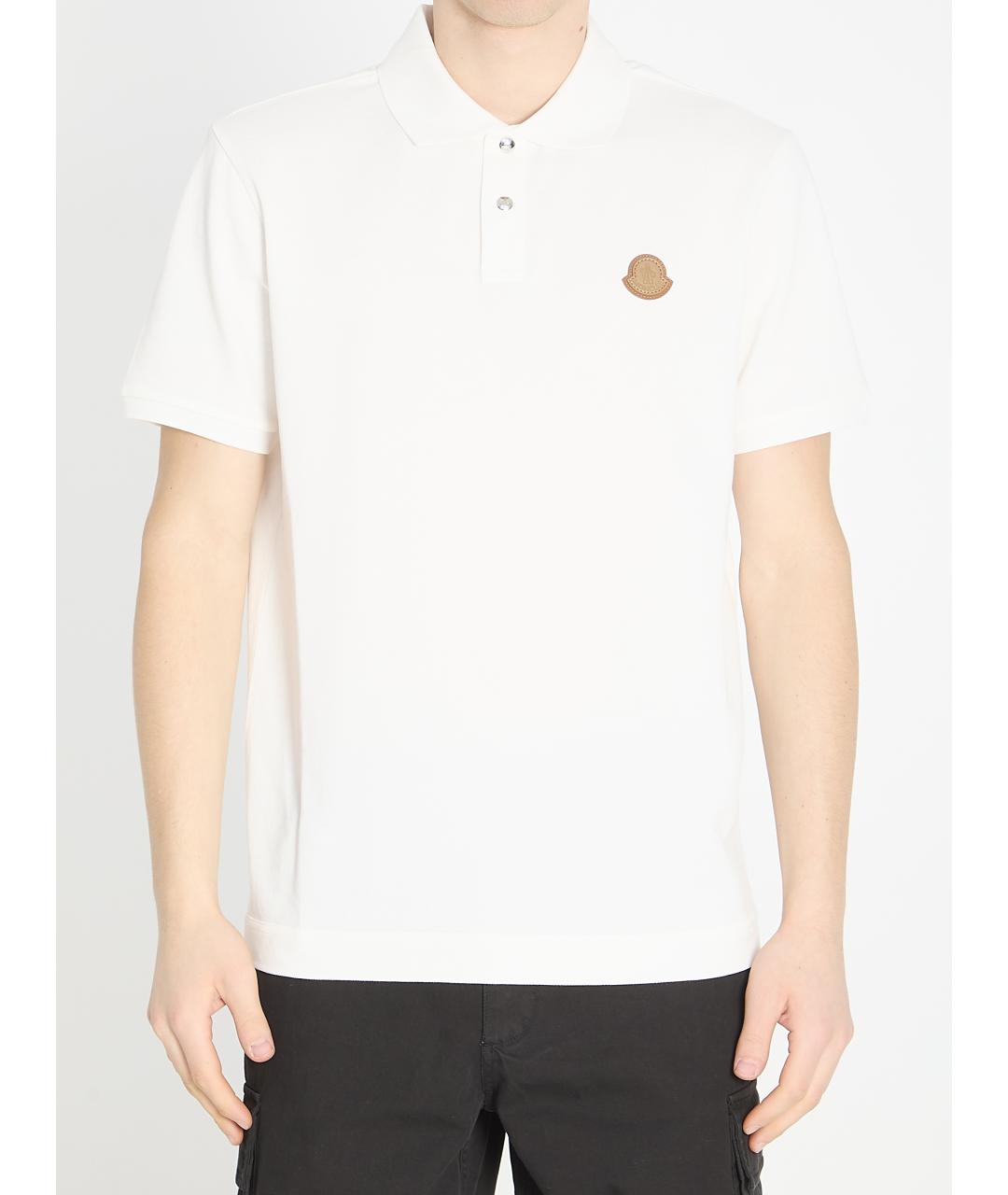 MONCLER Белое хлопковое поло с коротким рукавом, фото 5