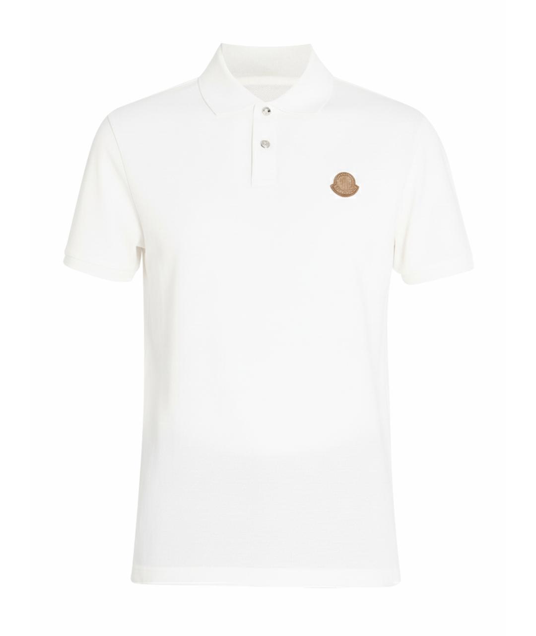 MONCLER Белое хлопковое поло с коротким рукавом, фото 1