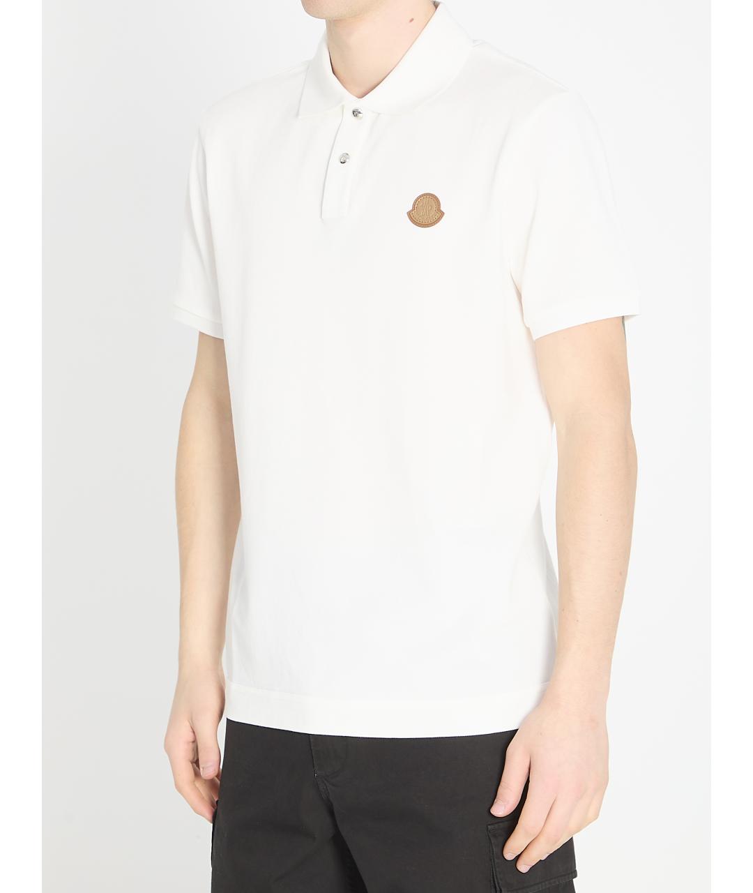 MONCLER Белое хлопковое поло с коротким рукавом, фото 2