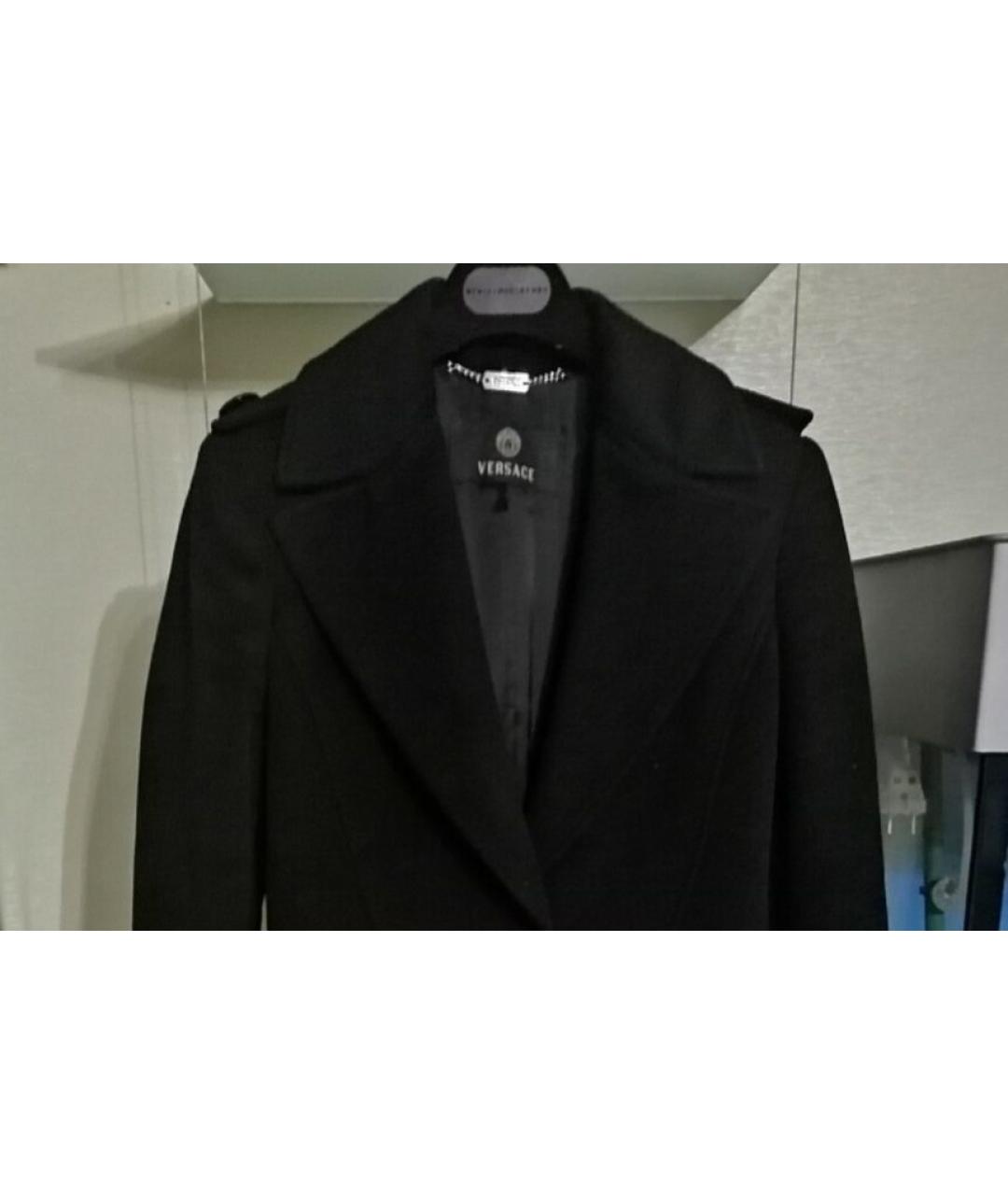 VERSACE Черное шерстяное пальто, фото 3
