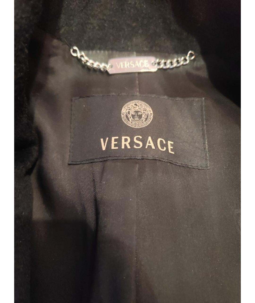 VERSACE Черное шерстяное пальто, фото 4