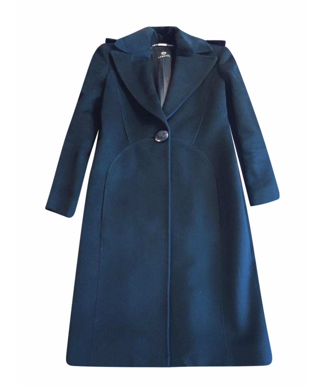 VERSACE Черное шерстяное пальто, фото 1